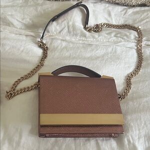 Brian Atwood rose gold Crossbody Bag with Gold Chain